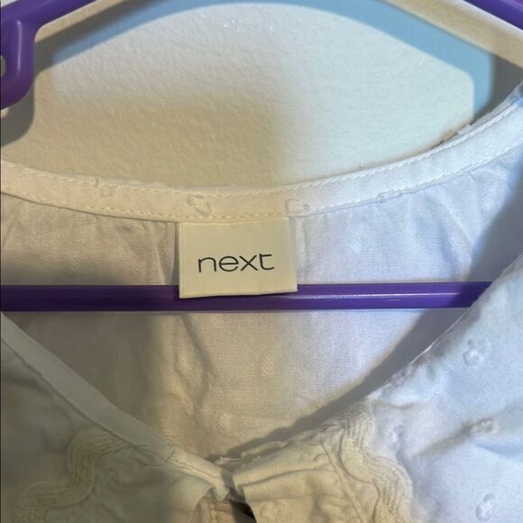 💋3/$30 Next White Blouse with Puff Sleeves and Tie Front - Picture 2 of 3